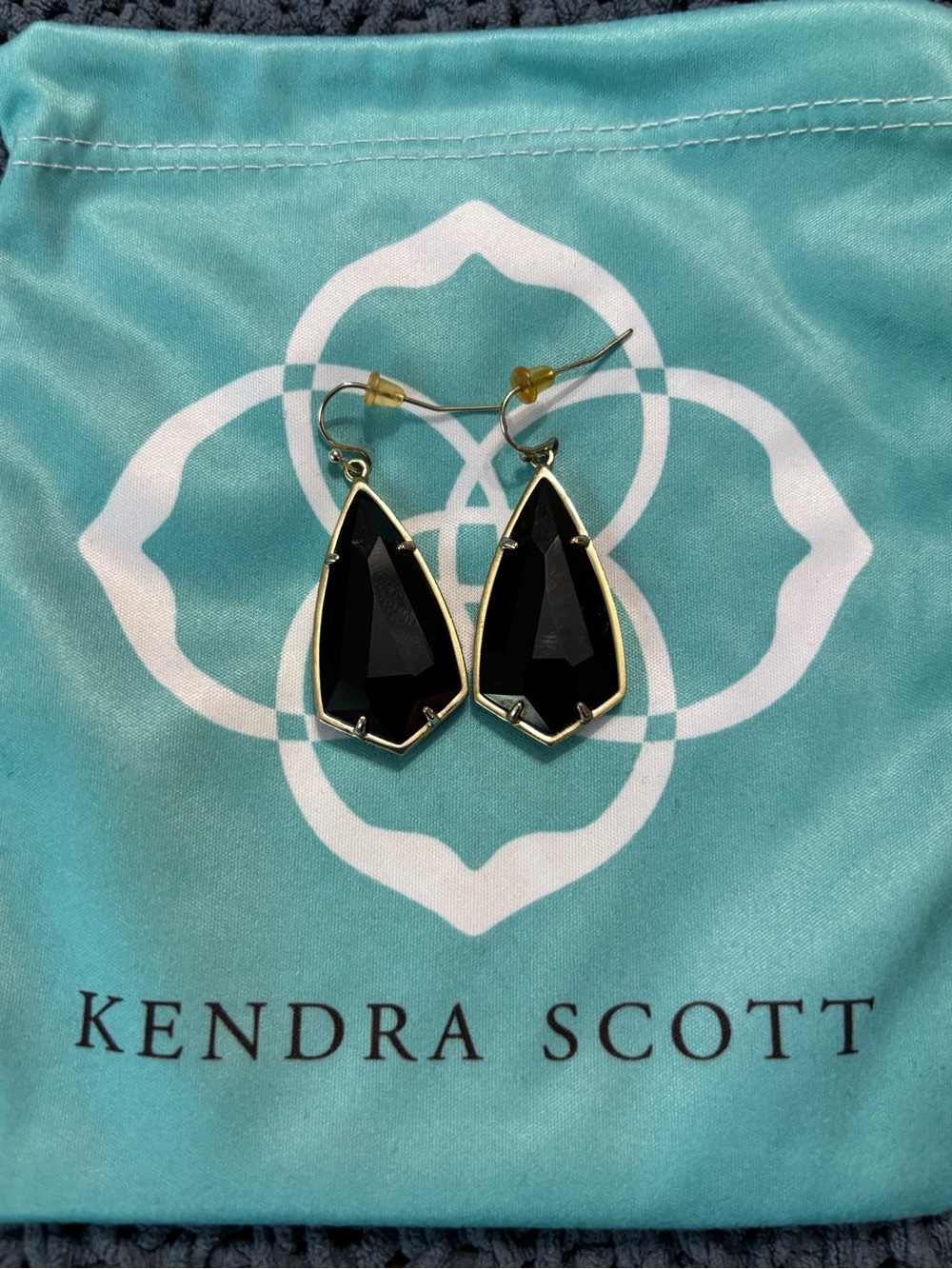 Kendra Scott Carla Black & Gold Teardrop Earrings